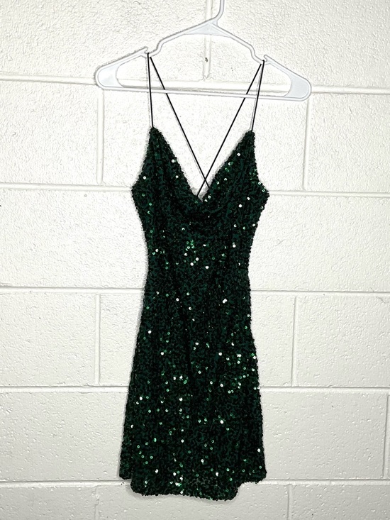 Dresses & Skirts - < B. Darlin Dark Green Sequin Embellished Formal Mini Dress >